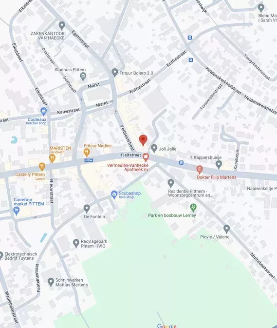 Locatie slagerij Mestdagh Moonens in Pittem
